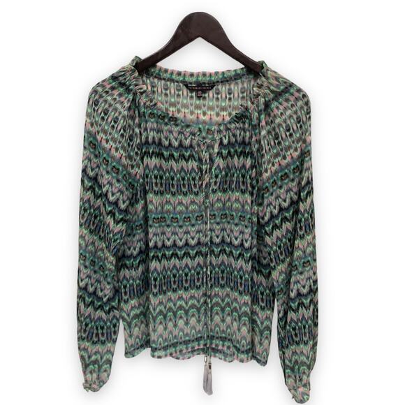 Victoria’s Secret Chiffon Printed Tassle Blouse Size XS - Picture 1 of 4